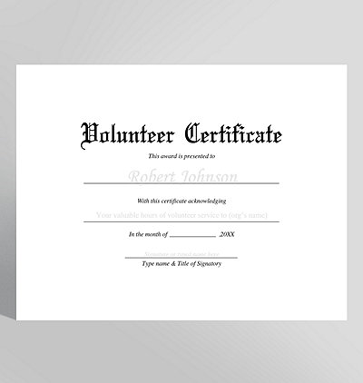 Volunteer Certificate