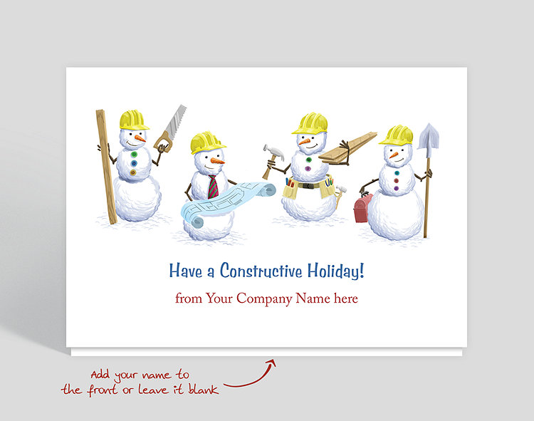 Construction Snowmen Christmas Card