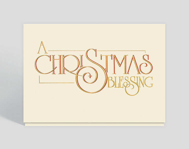 Simply stated, this design conveys a feeling of well wishes in an elegant gold foil. Adding to the richness is a hint of red foil shadowing every letter, which highlights and transforms simplicity to elegance.