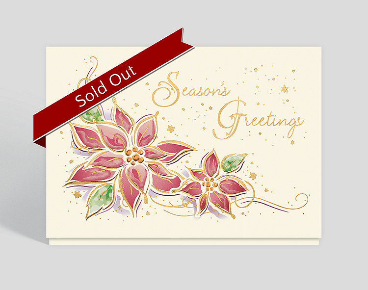 Watercolor Poinsettia Holiday Card