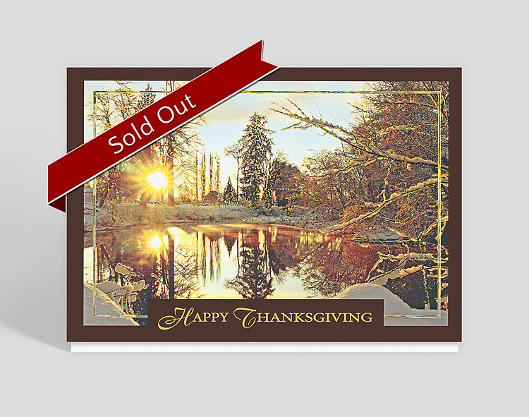Thanksgiving Golden Snowscape Holiday Card