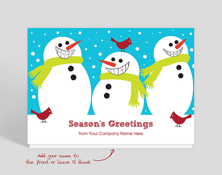 Smiling Snowmen Holiday Card - Greeting Cards