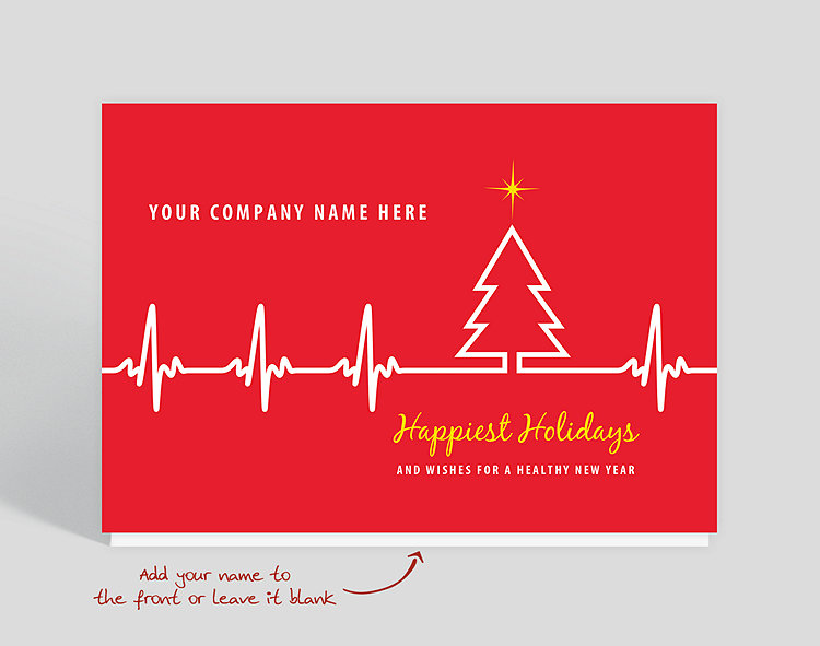EKG Tree Holiday Card - Greeting Cards