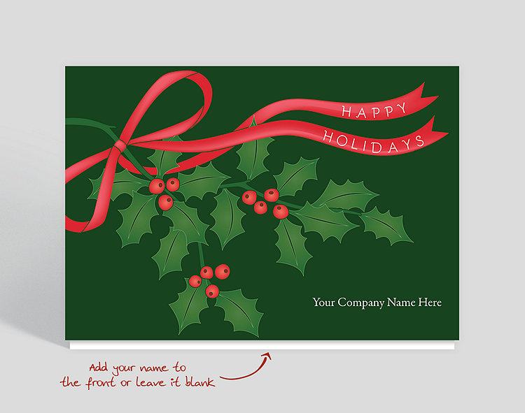 Ribbons Of Holly Holiday Card - Greeting Cards