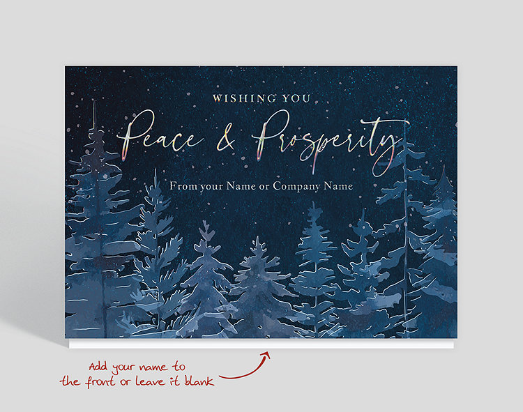 Peace & Prosperity Winter Scene Card - Greeting Cards