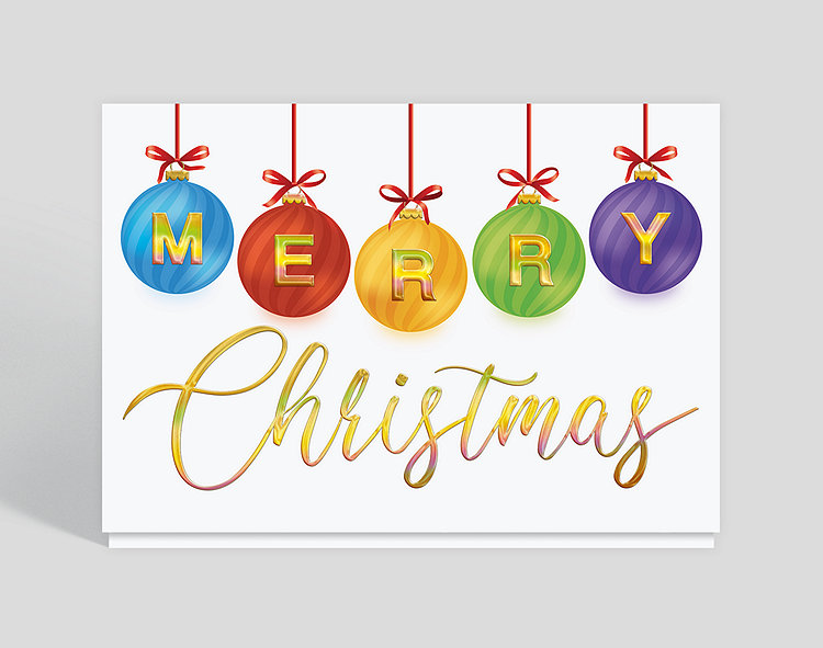 Merry Hanging Ornaments Holiday Card - Greeting Cards