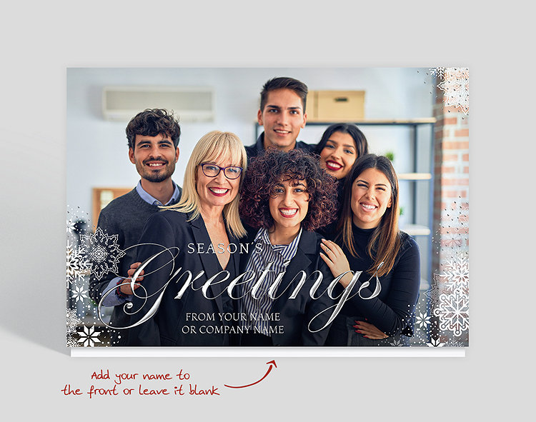 Snow Flaked Season's Greetings Photo Card - Greeting Cards