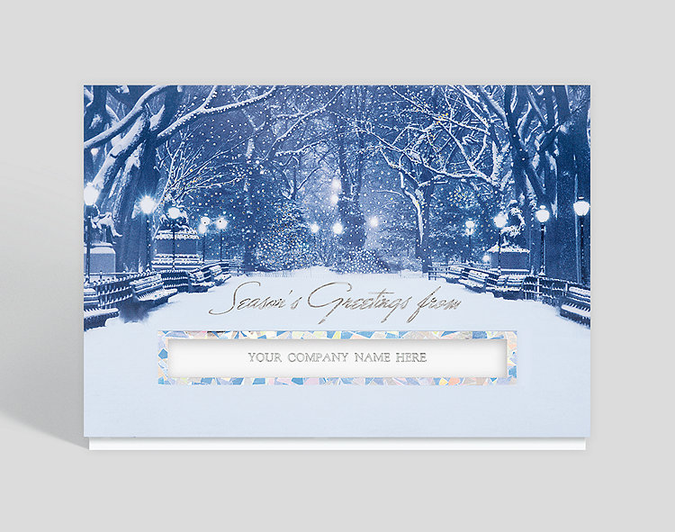 City Snowfall Die-cut Seasons Greeting Card