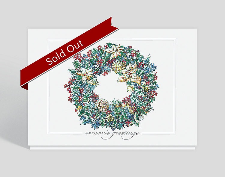 Frosted Wreath Seasons Greetings Card