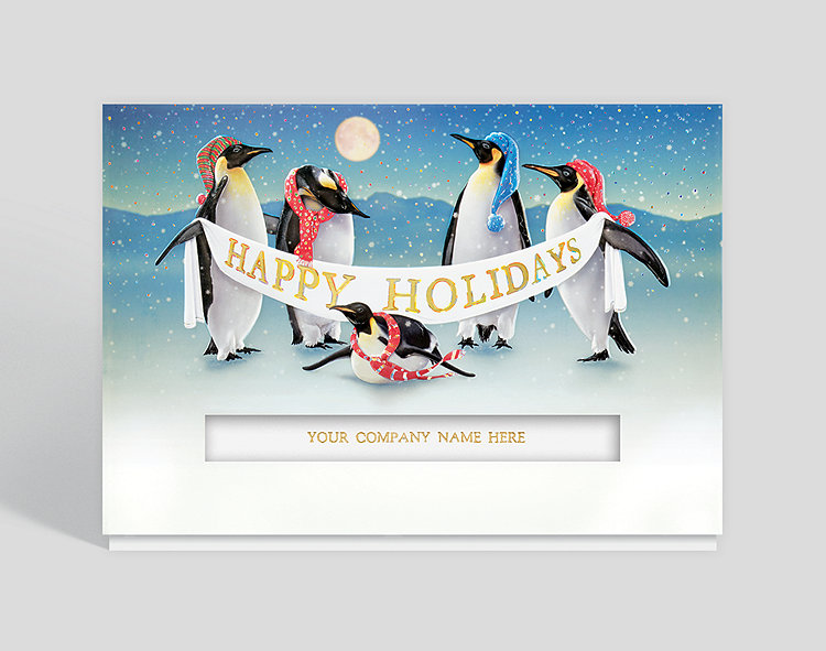 Playful Penguins Holiday Card - Greeting Cards