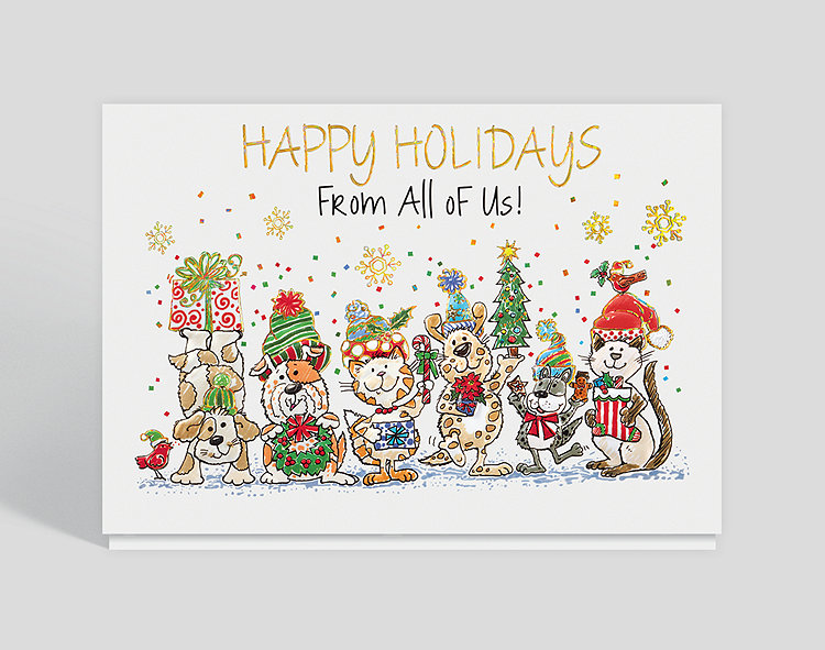 Holiday Party Pets Card - Greeting Cards