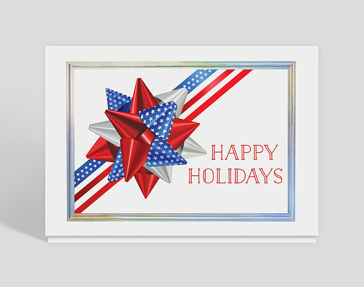 Patriotic Bow Holiday Card - Greeting Cards