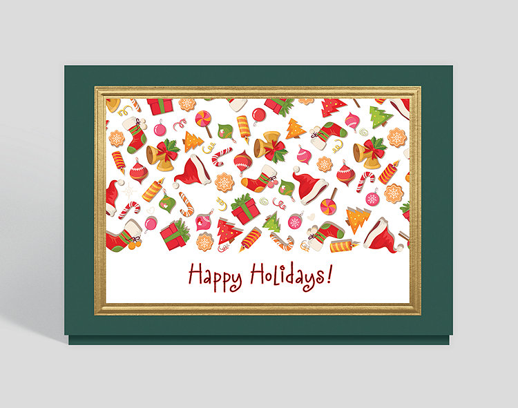Playful Holiday Icons Card - Greeting Cards
