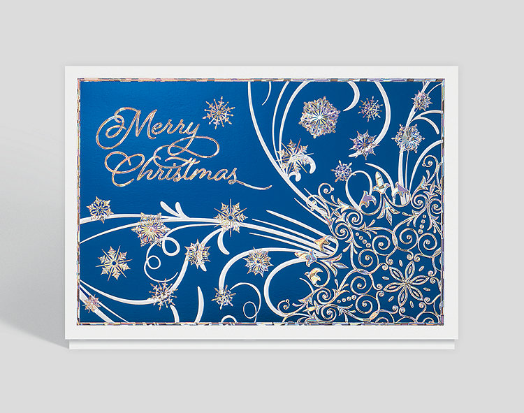 Burst Of Blue Christmas Card - Greeting Cards