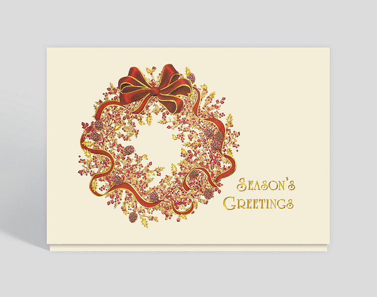 Berry Wreath Holiday Card - Greeting Cards