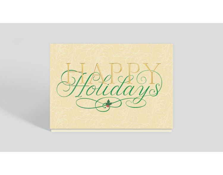 Holly Border Christmas Card - Business Christmas Cards