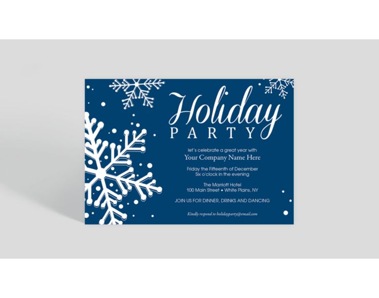 Blue Snowflake Dazzle Holiday Party Invitation - Greeting Cards