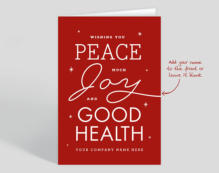 Peace Joy Health Holiday Card - Greeting Cards