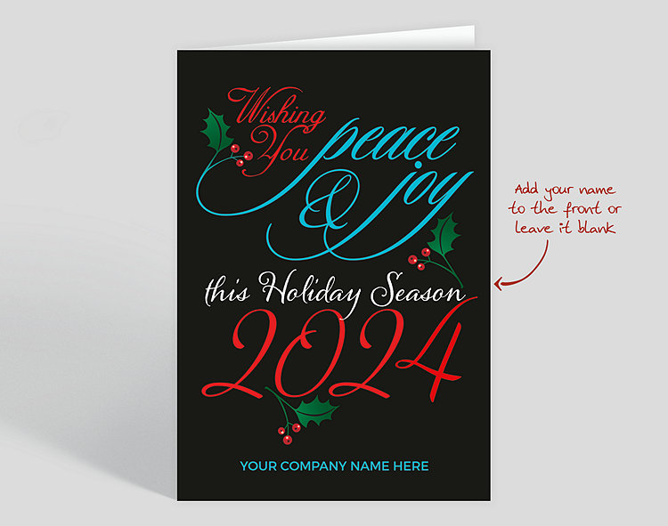 Peace & Joy Flourish Holiday Card - Greeting Cards