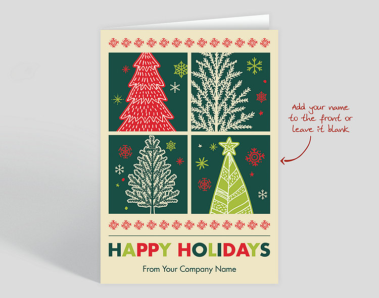 Tree Quartet Holiday Card - Greeting Cards
