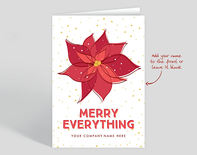 Merry Poinsettia Holiday Card - Greeting Cards