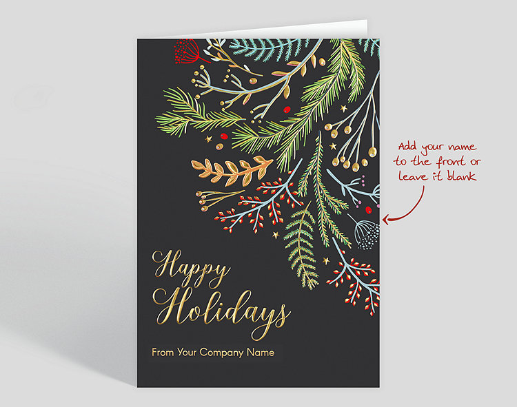 Whimsical Boughs Christmas Card - Greeting Cards
