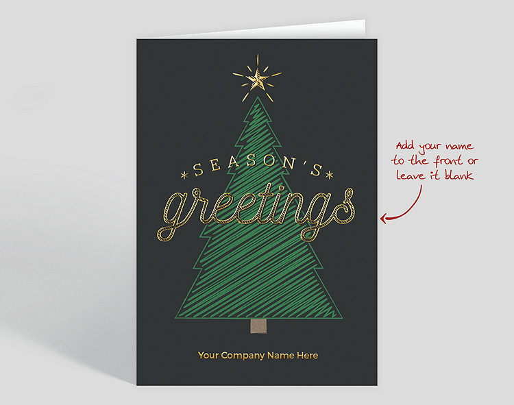 Chalk Tree Christmas Card - Greeting Cards