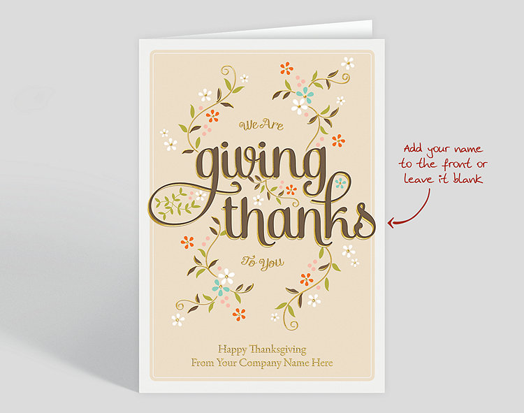 Floral Thanksgiving Holiday Card - Greeting Cards