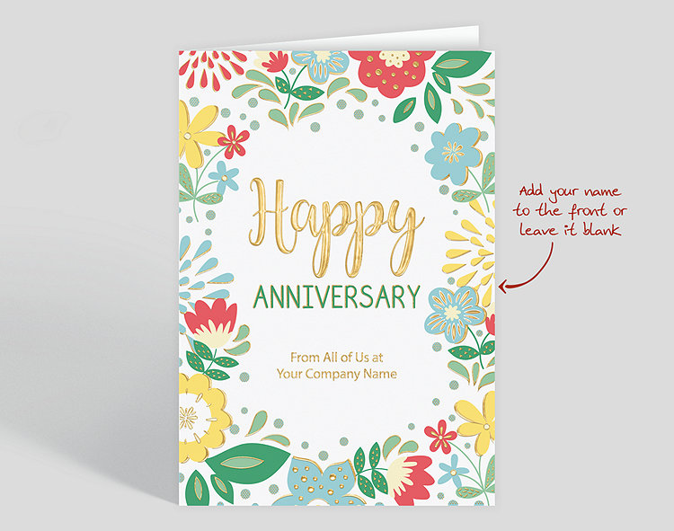 Floral Fringe Anniversary Card - Greeting Cards