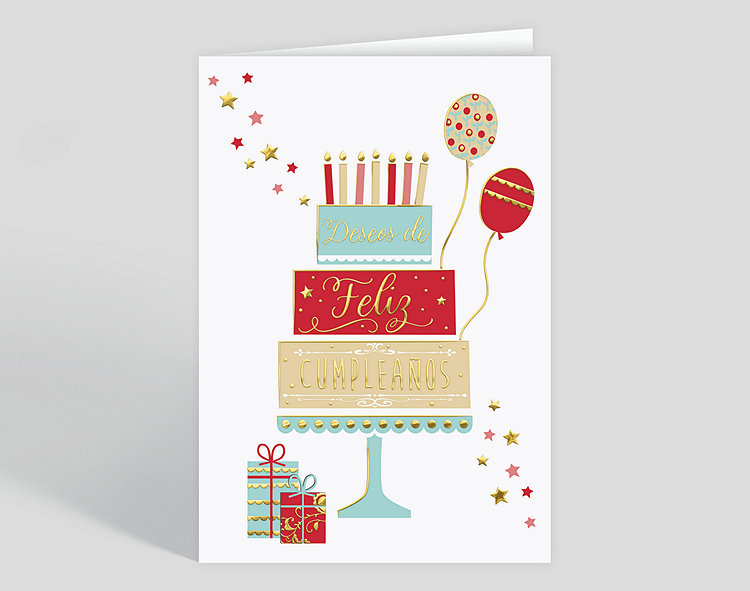 Feliz Three Tier Cheer Birthday Card - Greeting Cards