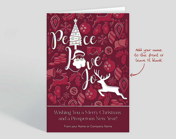 Yielding Peace Love Joy Holiday Card - Greeting Cards