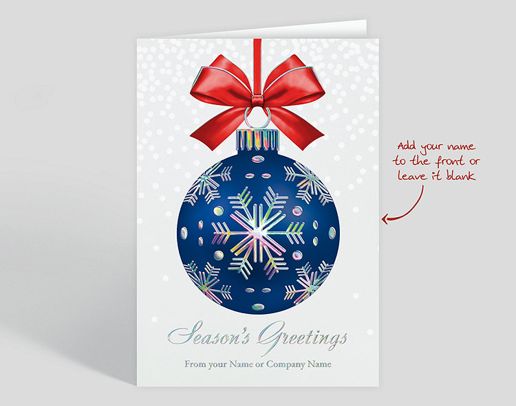 Season's Greetings Cobalt Blue Ornament Card - Greeting Cards