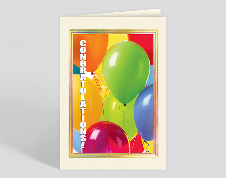 Shiny Balloon Congrats Card - Greeting Cards