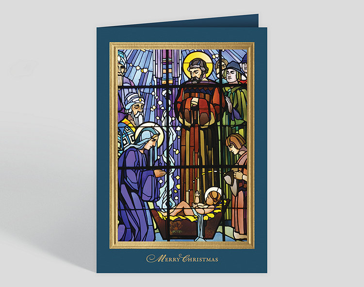 Nativity In Glass  Christmas Card - Greeting Cards