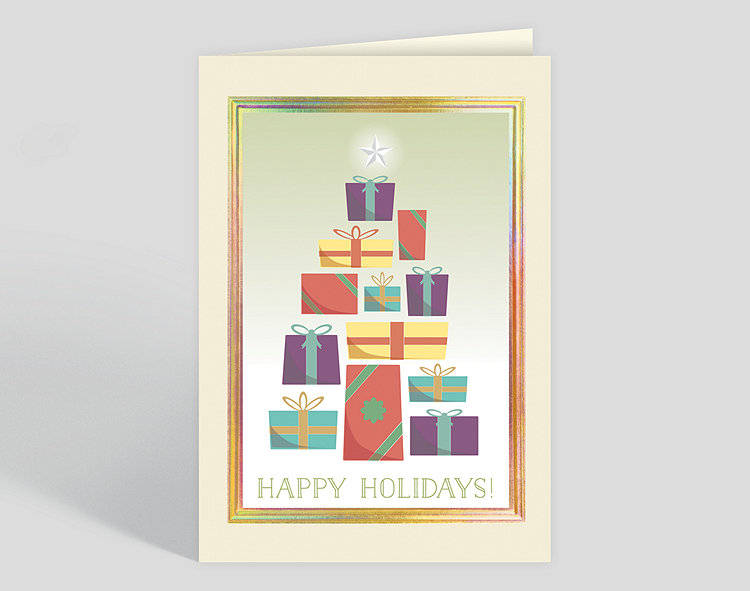 Stacks Of Good Wishes Holiday Card - Greeting Cards