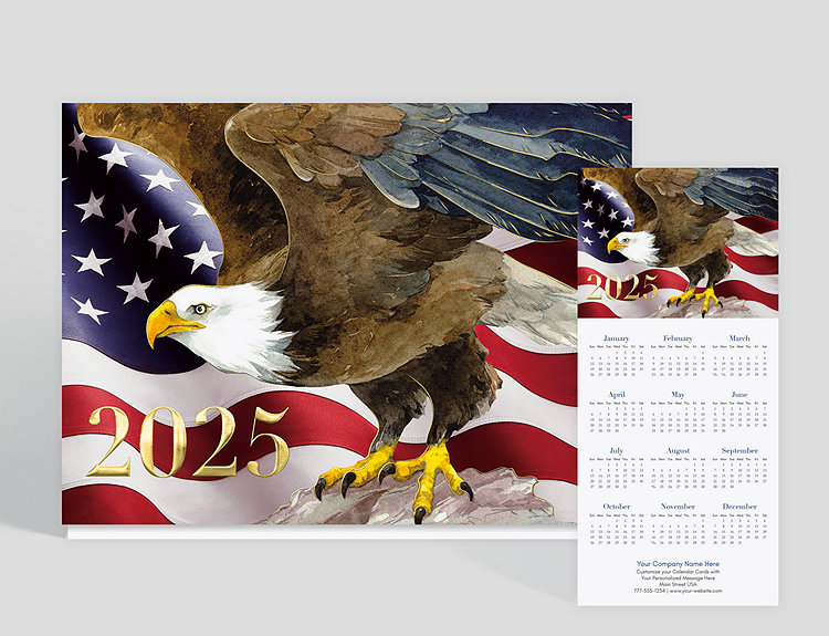 Magestic Bald Eagle And Flag Calendar Card - Greeting Cards