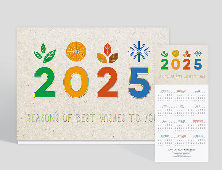 Minimalistic Seasons Calendar Card - Greeting Cards
