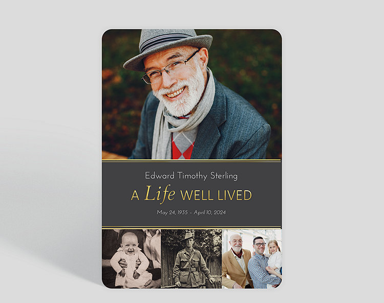 A Life Well Lived Lifetime Photos Memorial Card - Greeting Cards