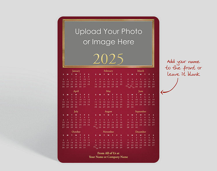 Red Frame Flat Calendar Card - Greeting Cards
