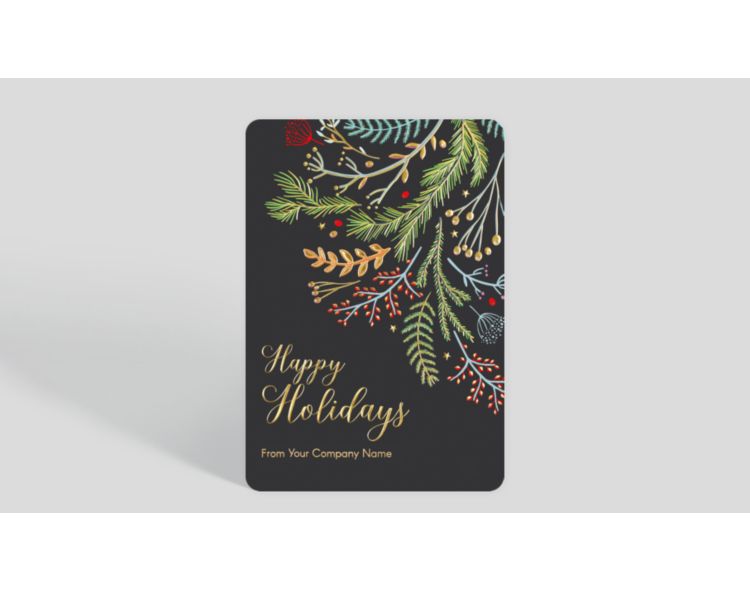 Merry Christmas Glistening Pine Trio Card - Greeting Cards