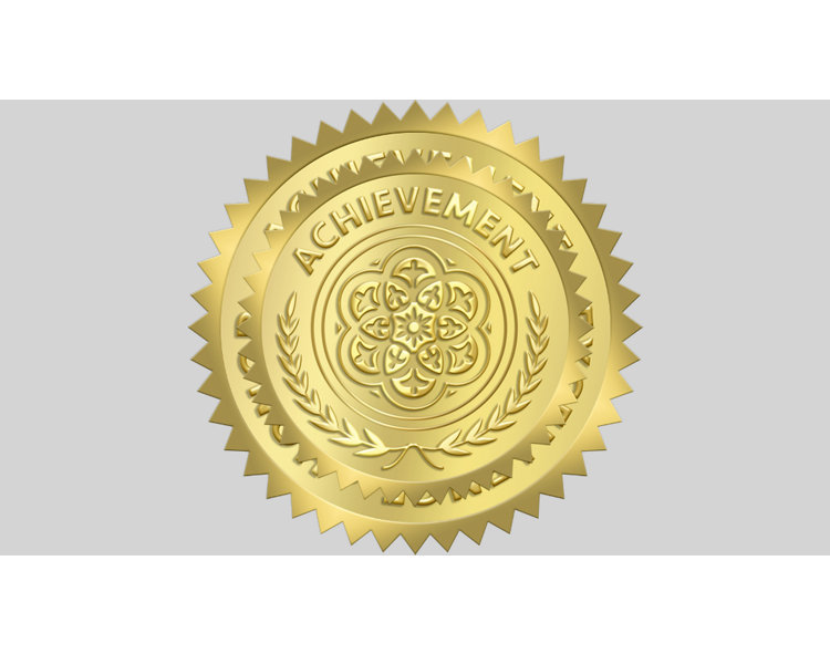 Embossed Gold Foil Certificate Seals - Excellence, Honor, Achievement Award  Stickers - 2 Diameter - 100 Pack