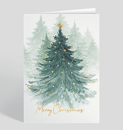 Christmas Cards Personalized Happy Holidays Cards Watercolor Ornaments Card